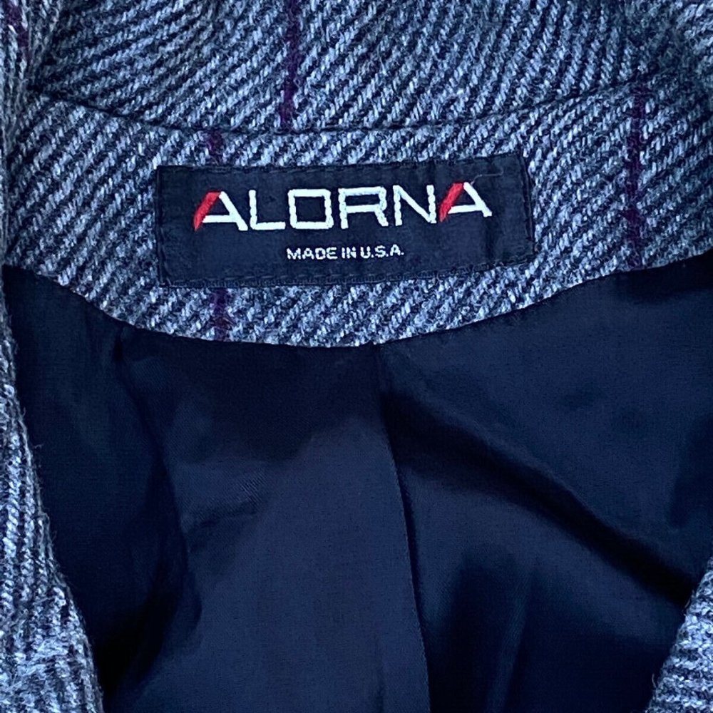 ALORNA Vintage Women's Gray Plaid Wool/ Nylon Coat Jacket Made In The USA - Picture 11 of 12